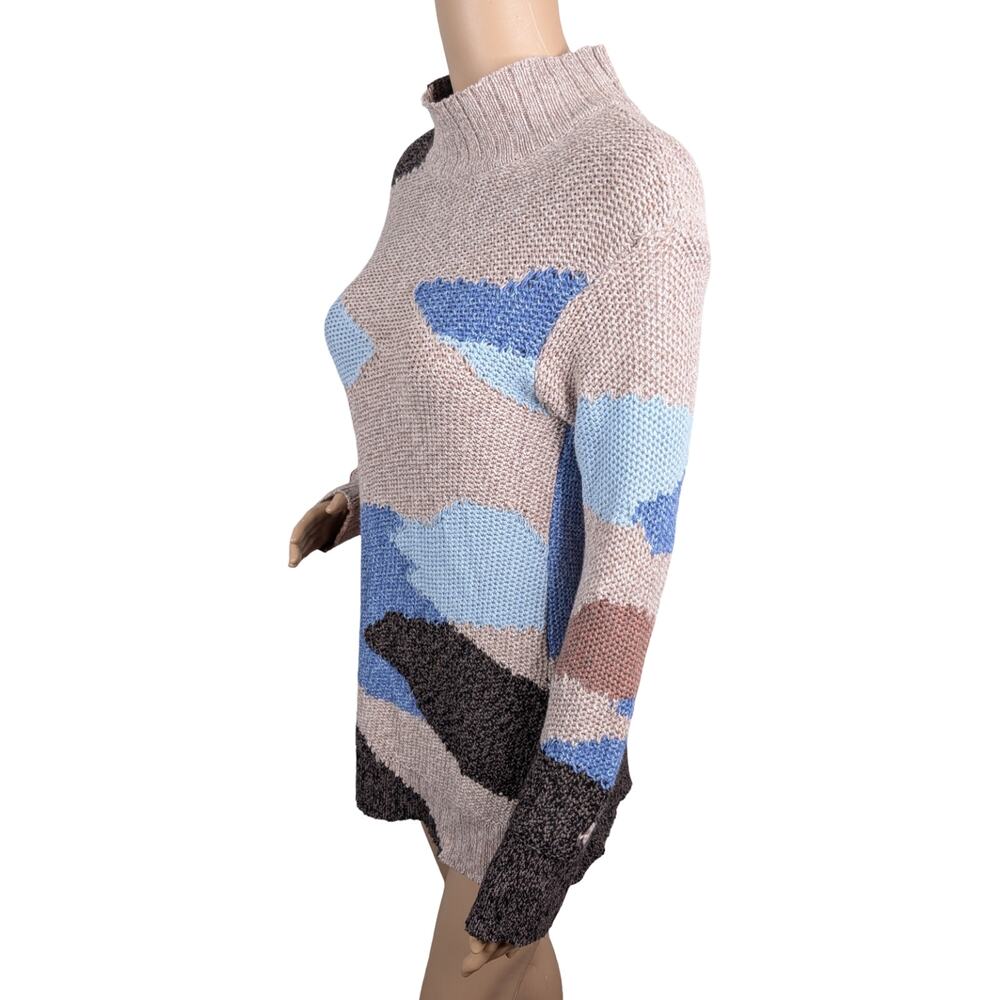 Nic + Zoe Winter Waves Mock Neck Sweater XS Earthy Abstract Knit Pullover EUC - Picture 9 of 13
